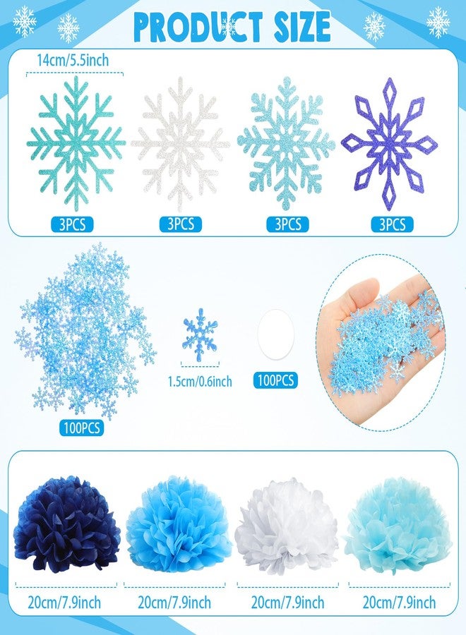 Weekgrat مجموعة ويكغرات المكونة من 12 قطعة (25 قطعة) من زينة طاولة شتوية على شكل ندفة ثلجية، زينة طاولة مزدوجة الجوانب على شكل خلية نحل مع قصاصات ورقية على شكل ندفة ثلجية، مثالية لحفلات عيد الميلاد الشتوية الرائعة. - Image 2